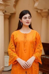 Orangi Embroidered Cutwork Suit